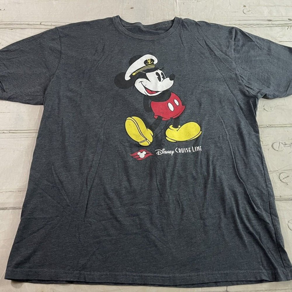 Disney Cruise Line T Shirt Men’s XXL Gray Captain Mickey Mouse EUC